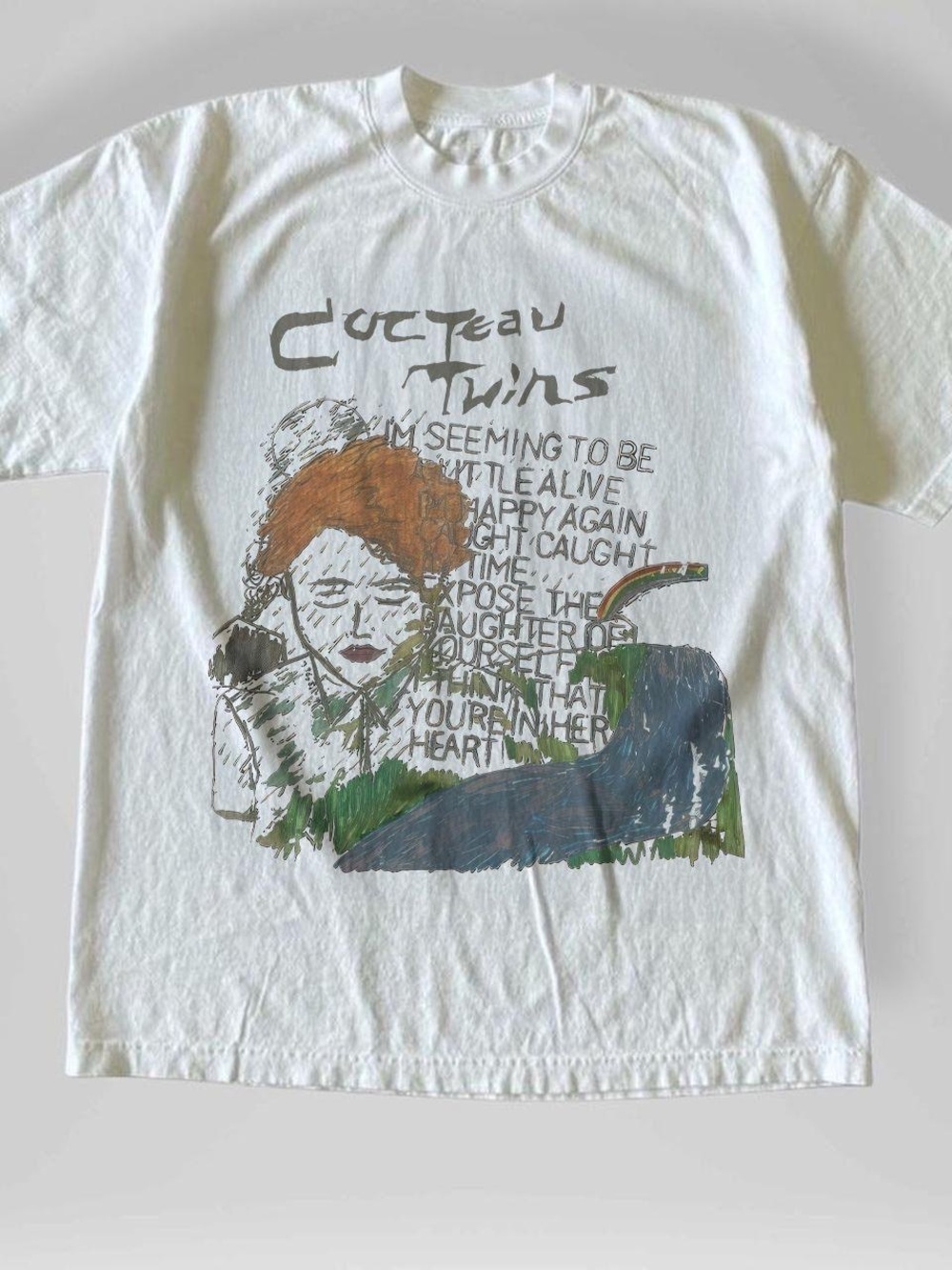 Gildan White T-Shirt with Multicolor Band Art